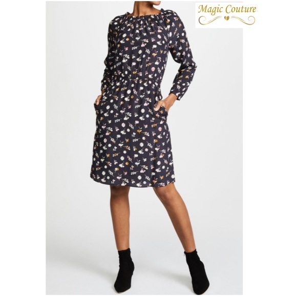Rebecca Taylor Holly Flower Print Long Sleeve Navy Dress๐๐๐ - Picture 2 of 16